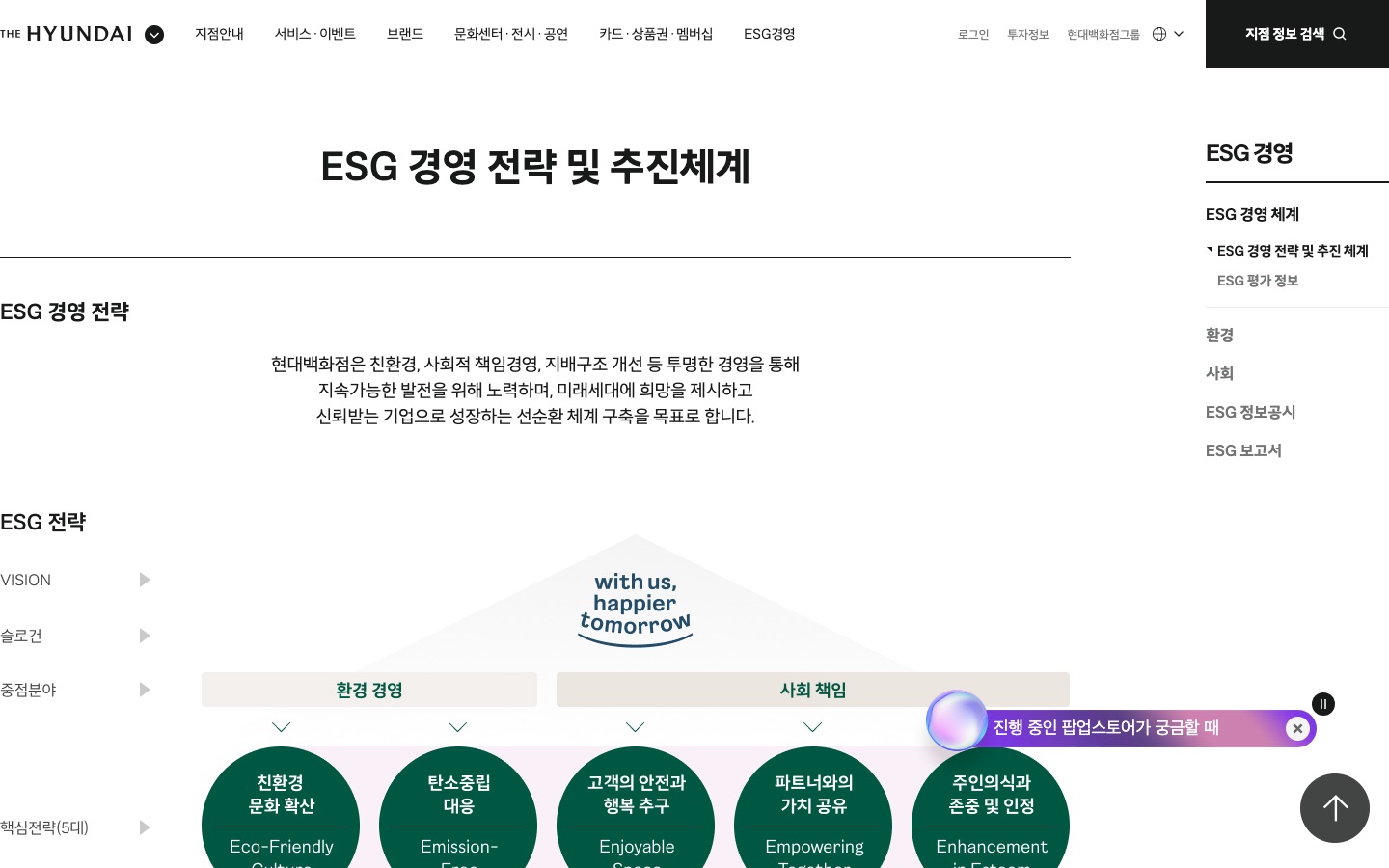 ESG 경영전략 및 추진체계 | 현대백화점