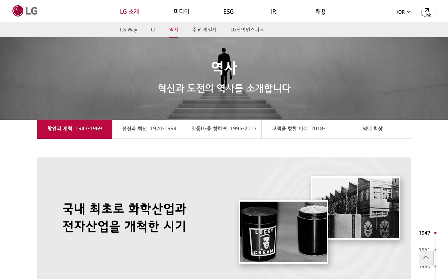 역사 | LG 소개 | LG