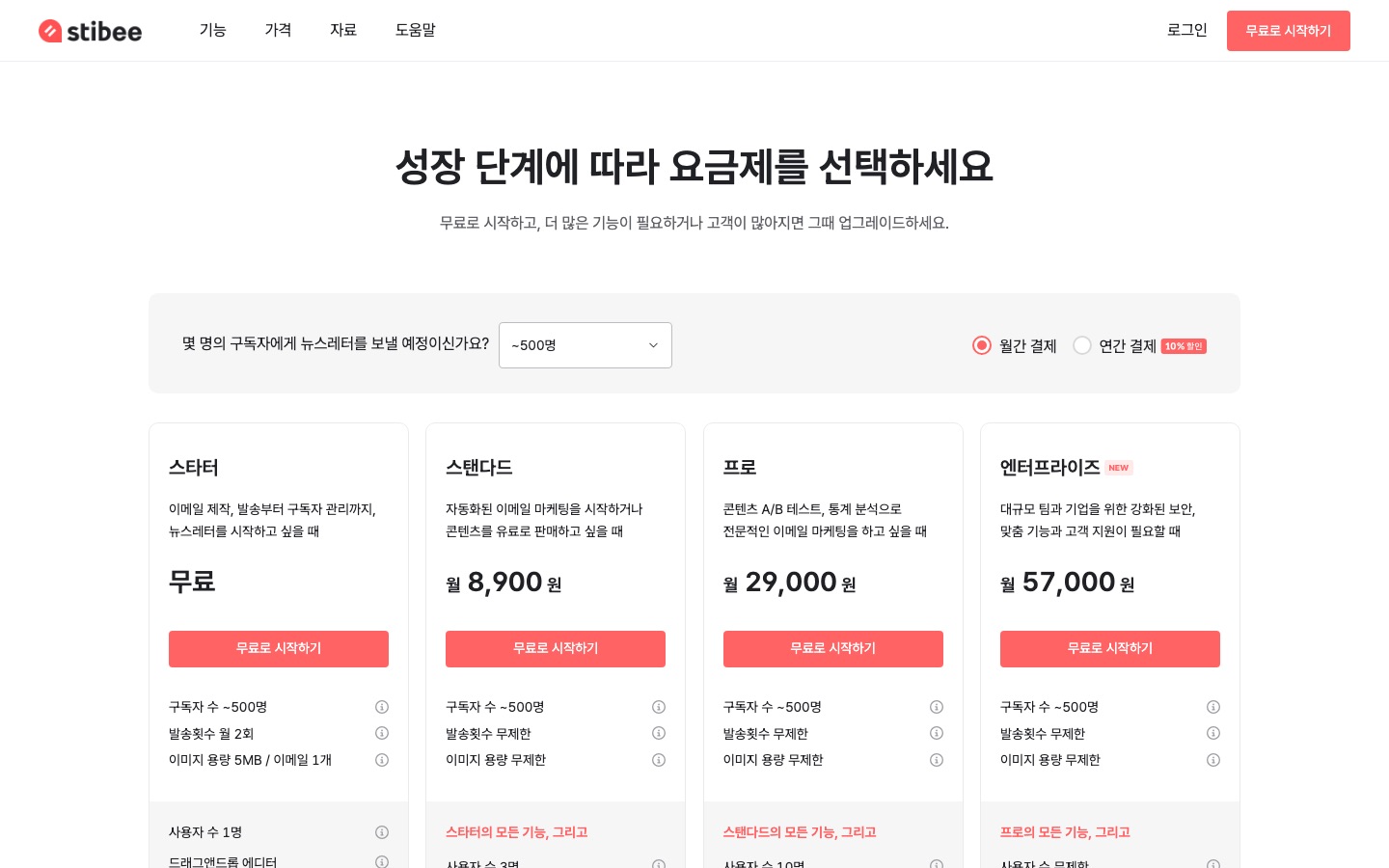 스티비 | 가격